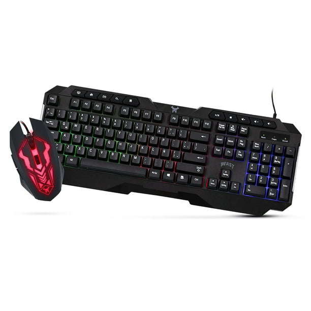 Kit Teclado y Mouse Gamer para Computadora Con Luz Led Beast Abysmal Stf Color Negro Gamer Stf Beast Abysal Gaming Stf