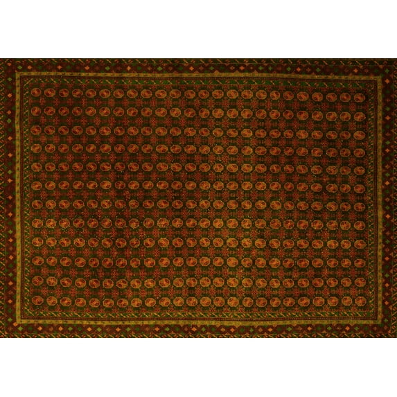 Ahgly Company Indoor Rectangle Abstract Yellow Modern Area Rugs, 3' x 5'