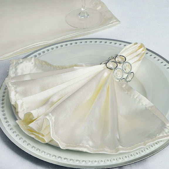 BalsaCircle 50 Pieces 20" Ivory Satin Dinner Napkins Wedding Party