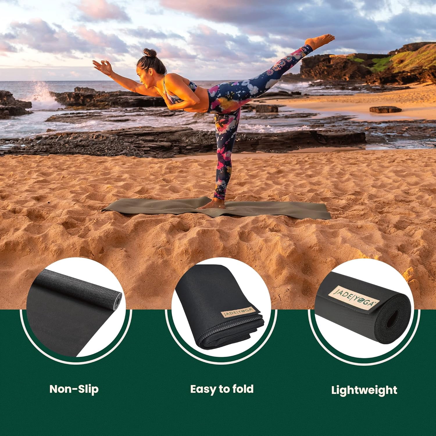 JadeYoga Voyager Yoga Mat, Black