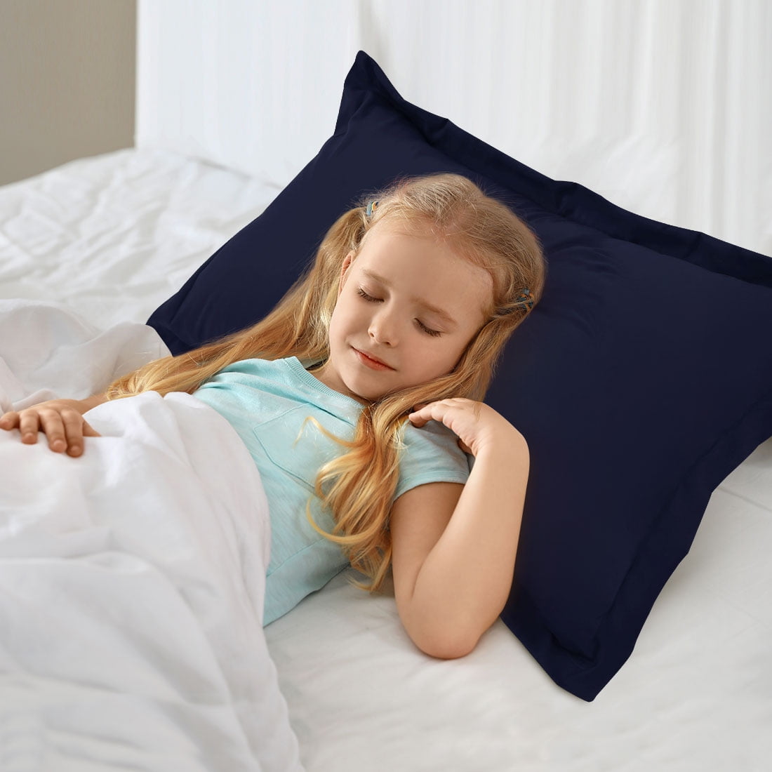 Unique Bargains 4-Pack Envelope Closure Pillow Sham No Zipper Standard Navy Blue