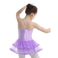 thumbnail image 2 of Yeahdor Kids Girls Modern Jazz Dance Jumpsuit Ballet Shiny Sequins Tutu Skirted Leotard Dancewear Lavender 12-14, 2 of 7