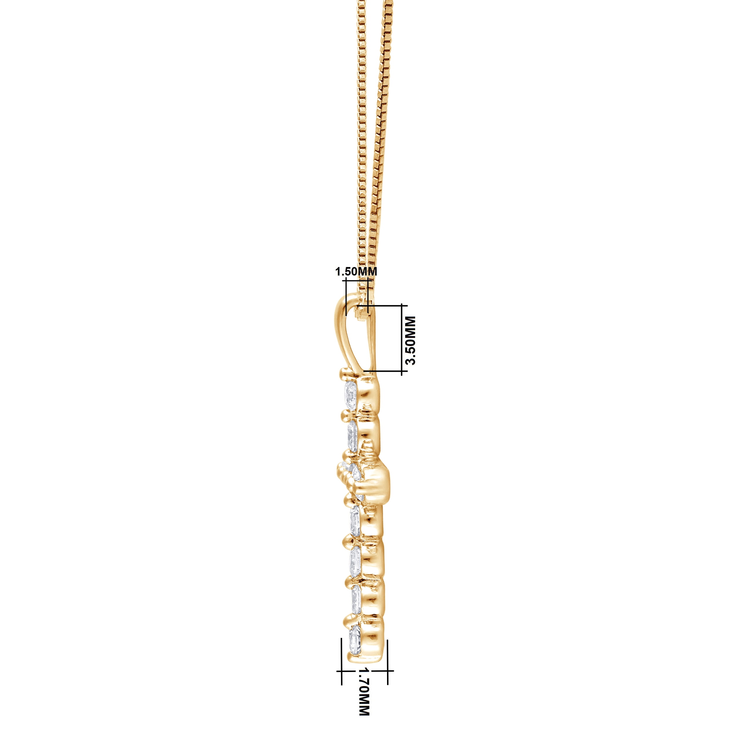 Unique Moments 1/4 Ct Lab Grown Diamond Cross Pendant Yellow Plated Silver for Unisex (J, SI-I1)