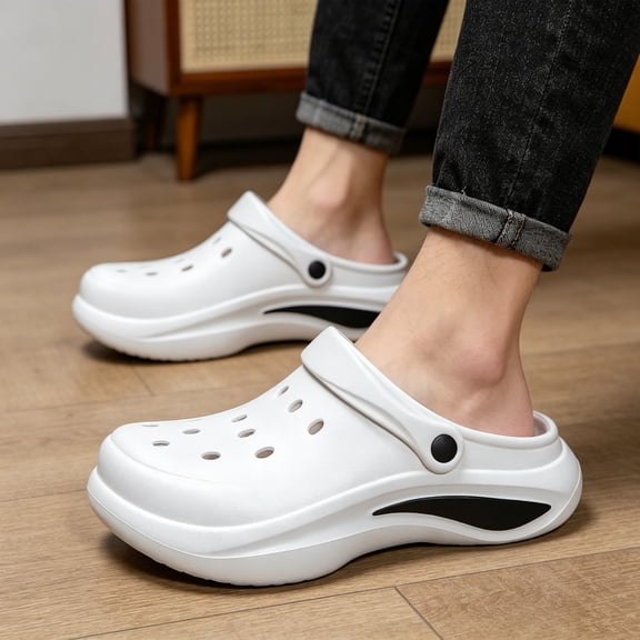 Men's Women's Garden Clogs, Classic Platform Clog Unisex -on Shoes Outdoor Beach Slippers Comfortable Mules Sandals(Male,White2)