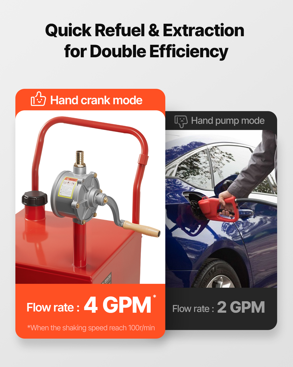 VEVOR 40 Gallon Fuel Caddy, Gasoline & Diesel Fuel Tank with Manual Transfer Pump, Portable Fuel Storage Tank with 4 Wheels & 10 ft Hose, Gas Caddy for Cars, Lawn Mowers, ATVs, Boats, More, Red