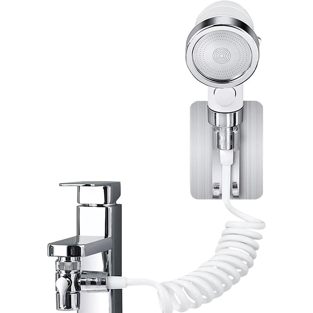 Ducha de mano para lavabo, ducha de mano para baño con manguera telescópica, extensión de grifo para duchar a las mascotas, lavar el cabello o limpiar el fregadero