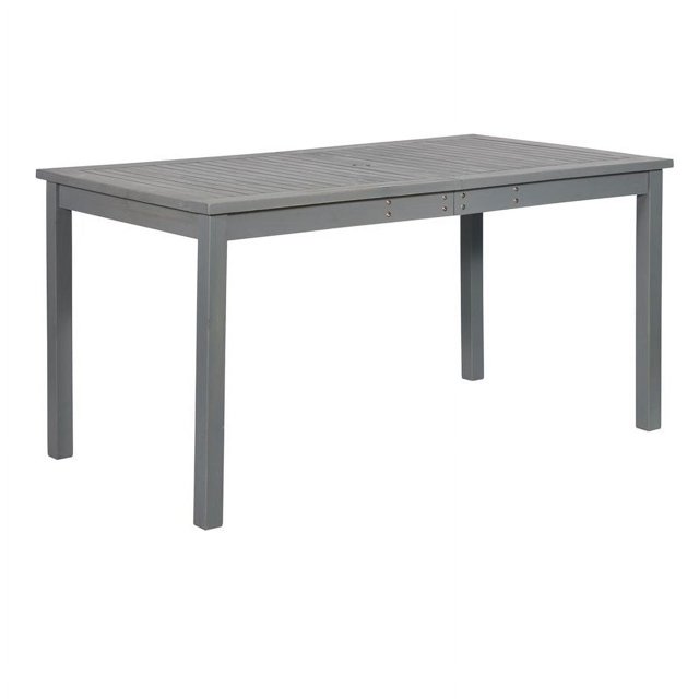Walker Edison Table à Manger Extérieure en Bois d'Acacia Simple avec Insert de Parasol, Gris Lavé (1 Unité)