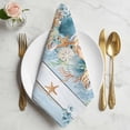 thumbnail image 2 of Blue Beach Coastal Cloth Napkins, Nautical Shell Starfish Coral Summer Washable and Reusable Dinner Napkins Set of 8, Table Napkin for Kitchen Party Birthday Wedding Hotel Housewarming 20"x20", 2 of 9