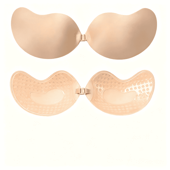 Pautric Adhesive Bra, Strapless Sticky Push-Up Bra, Reusable Silicone Invisible Bra for Backless Dresses Wedding, Nude, C Cup