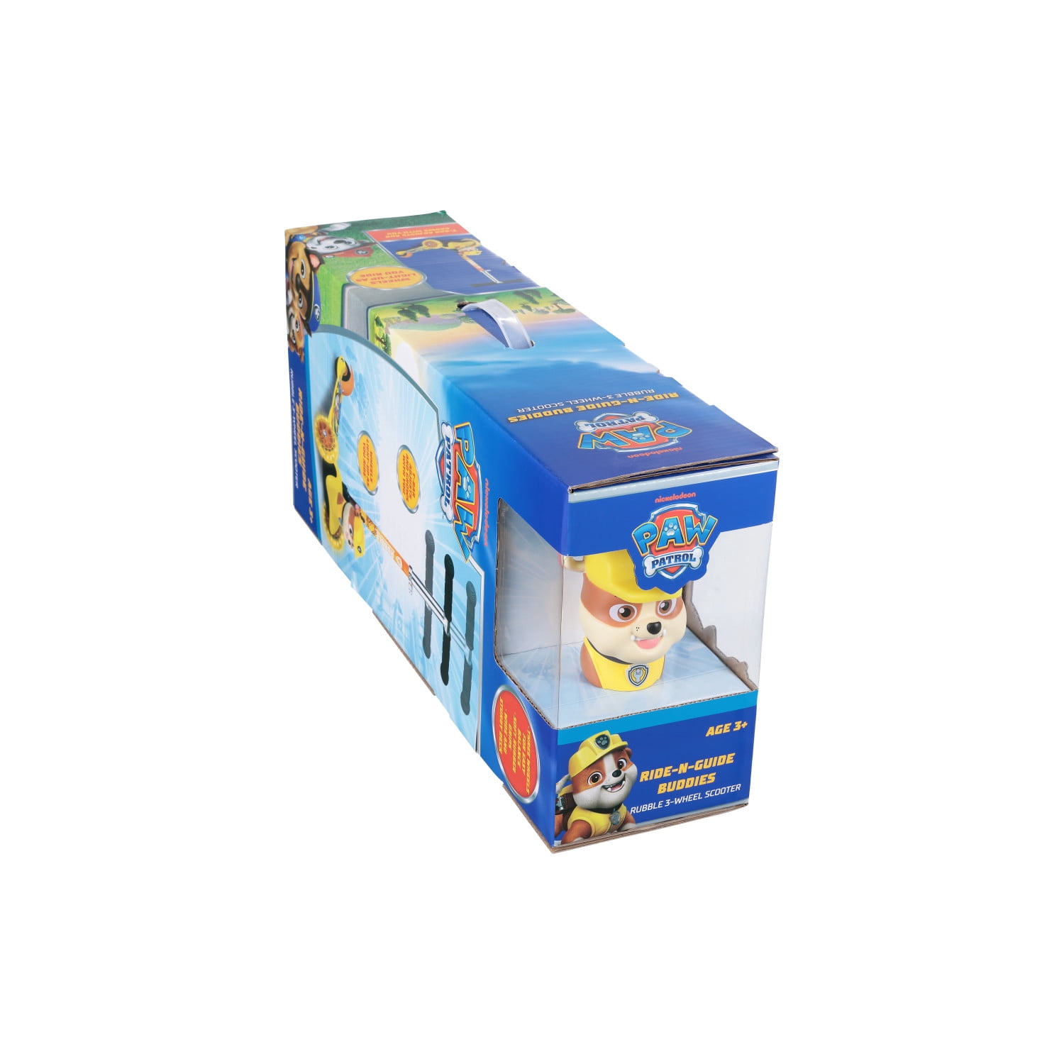 Paw Patrol Rubble Ride-N-Glide Buddies 3D Toddler Scooter, 3 Wheel Kick Scooter for Kids Ages 3+, Yellow