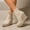 Beige, variant on Ankle Boots Retro Round Toe Slip On Chunky Low Heel Booties Comfortable Casual Footwear For Daily Wear Beige 36