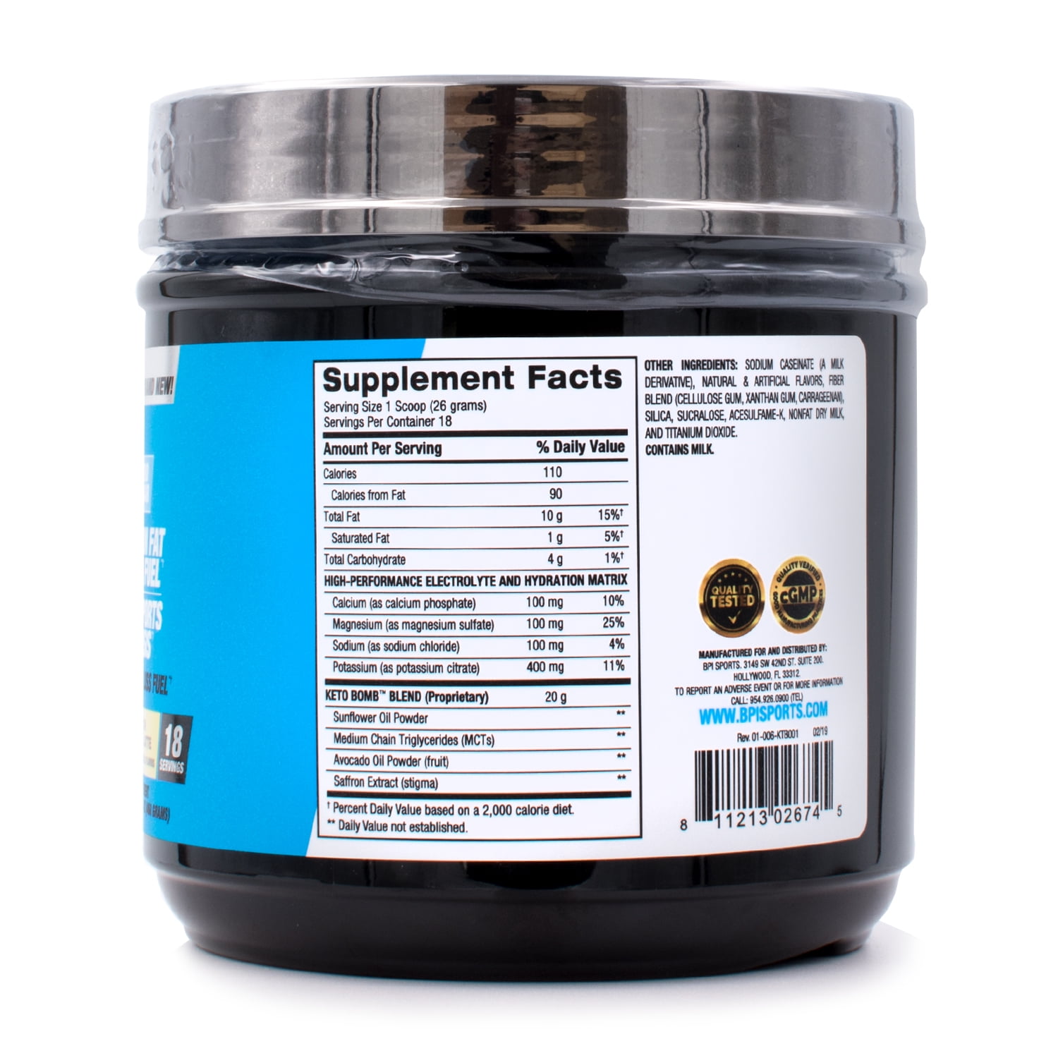 BPI Sports Health Keto Bomb Ketogenic French Vanilla Latte, 18 Servings (Pack of 2)