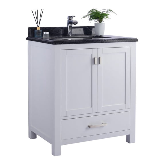 Laviva Wilson 30" Wood Cabinet with Marble Countertop in White/Black