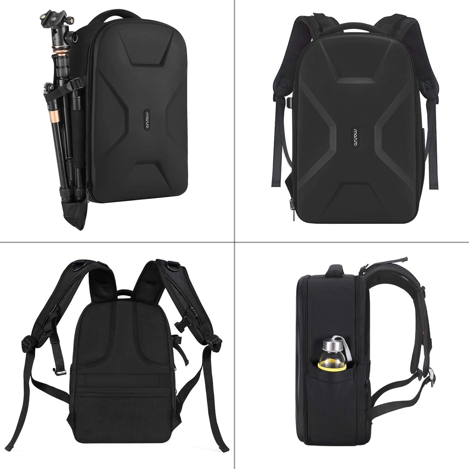 MOSISO Waterproof Camera Backpack with Tripod, Laptop Compartment for DSLR, Mirrorless, Nikon, Sony, Canon, DJI Mavic Drone, Black