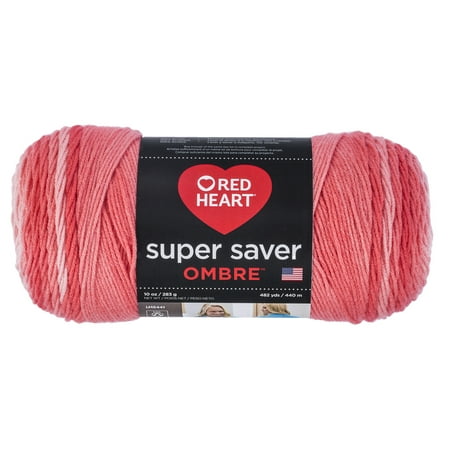 Pink Heart Boutique - Red Heart Super Saver Ombre Sea Coral Yarn, 482 Yd.
