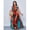 Orange, variant on Womens Orange Abstract Print Off Shoulder Maxi Dress