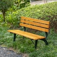 thumbnail image 3 of Gardenised Park Bench with Wooden Slats Seat and Backrest for 2 Persons Featuring Iron Frame and Legs - Perfect for Yard Patio Garden Balcony Deck Porch Playground and All Other Outdoor Spaces, 3 of 7