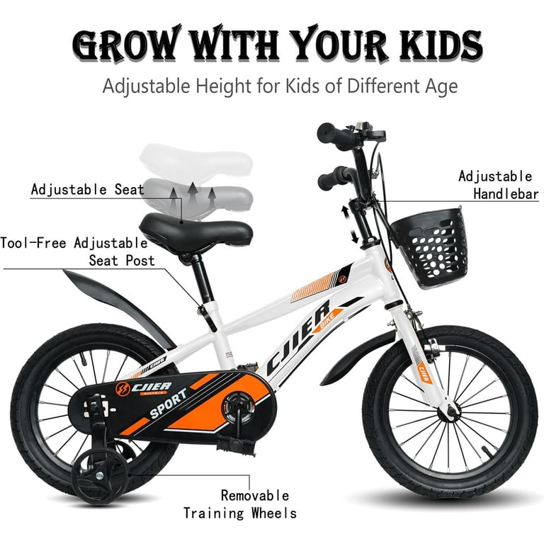 ICEELF 16 Kids Bikes for Girls and Boys Kids Bicycles with Training Wheels Ages 4 8 Years White