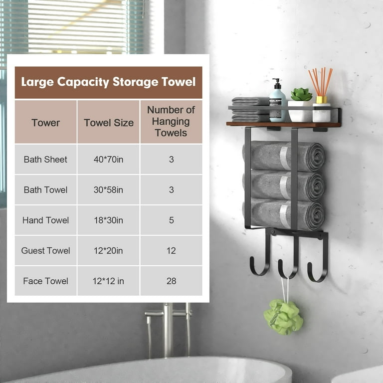 Wall Mounted Towel Rack for Rolled Towels Bathroom Towel Holder Organizer  Storage Shelf for, 1 unit - Fry's Food Stores