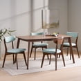 thumbnail image 2 of GDF Studio Meanda Mid Century 5 Piece 4 Seater Wood Dining Set, Natural Walnut and Mint, 2 of 10