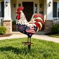 thumbnail image 5 of erdimoy 4th of July Patriotic Metal Rooster Yard Stake, 12" Red White Blue Garden Decoration with Stars, Fireworks & American Flag Design, 5 of 6