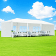 thumbnail image 3 of 10'x30' Outdoor Garden Gazebo Wedding Party Tent with 8 Removable Sidewalls, Large Canopy Marquee with 2 Zipper Windows, Parking Shed, for Household, Wedding, BBQ, Party, 3 of 8