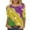 AA-Multicolor, variant on Womens Three Quarter Sleeve T Shirts Carnival Mask Printed Mardi Gras Tee Shirt Novelty Graphic Fashion Tunic Tops Multicolor M
