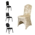 thumbnail image 4 of Efavormart Beige Crushed Velvet Spandex Stretch Banquet Chair Cover With Foot Pockets, Fitted Wedding Chair Cover - 190 GSM, 4 of 5