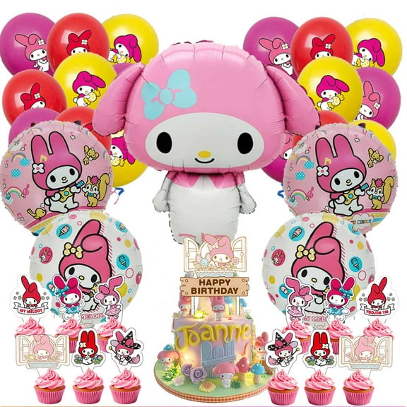 My Melody Balloons Cake Topper Party Supplies Birthday Set Decorations Kit Fans