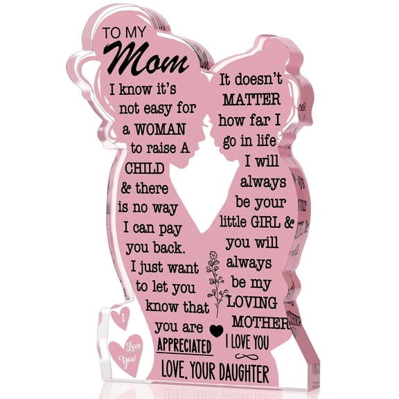 Mother's Day Gift Acrylic Desktop Decor for Mom Heartfelt Plaque Ornament New Acrylic Desktop Sign Home Office Decoration Sentimental Gift for Mother Grandma B