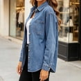 thumbnail image 4 of Vynhevius Women Jacket Solid Collar Button Down Long Sleeve Denim With Pockets, 4 of 6