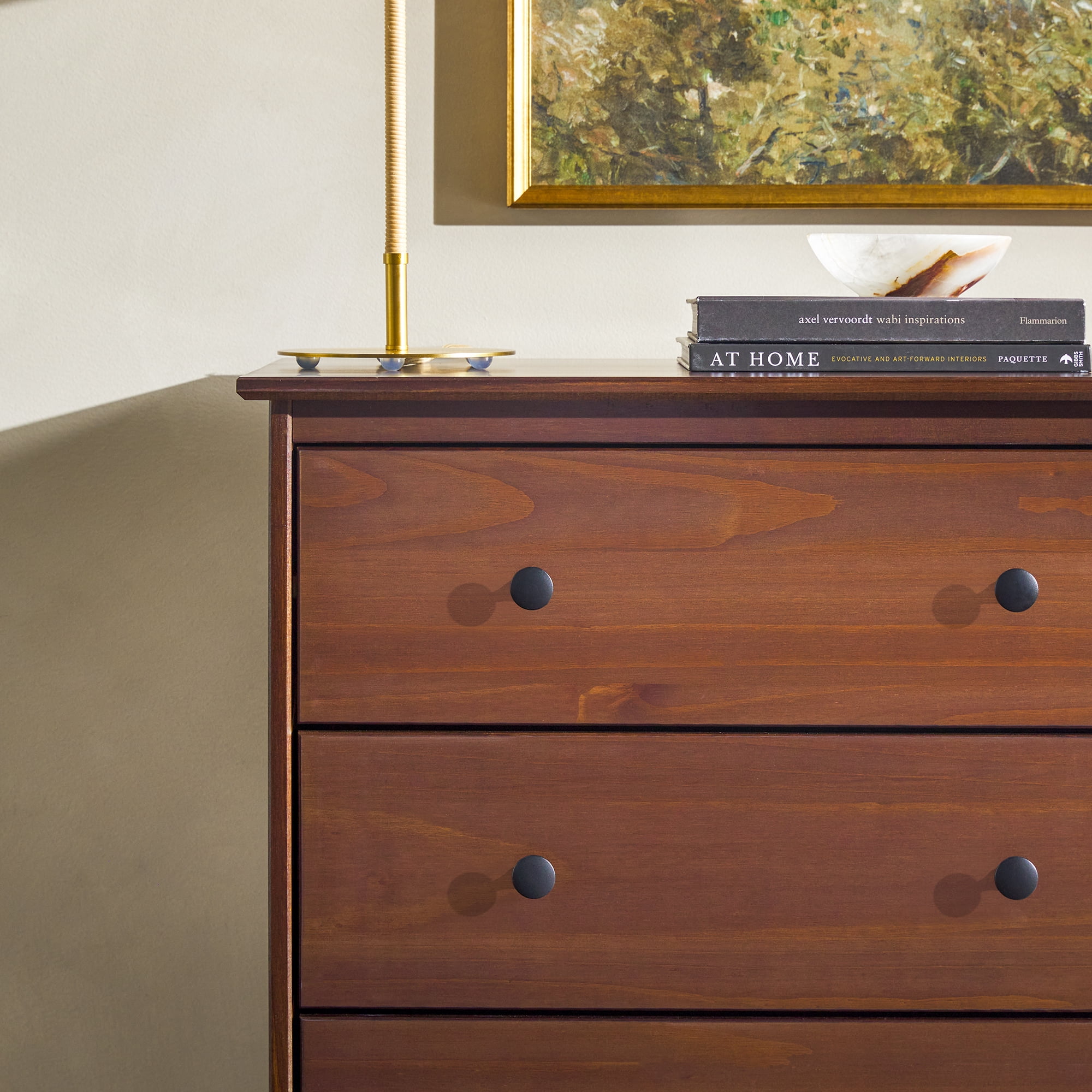Walker Edison Jules 4-Drawer Solid Wood Dresser, Walnut