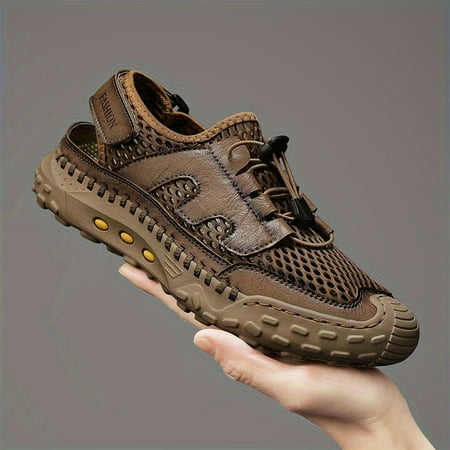 

Men s Solid Colour Mesh Breathable Sandals Durable Beach Water Shoes For Men s Comfy Non Slip Outdoor Activities