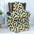 thumbnail image 4 of Indie Soft Flannel Fleece Blanket, Retro 80s Summer Pattern Tropical Fruit Pineapple Vintage Glasses in Vibrant Colors, Cozy Plush for Indoor and Outdoor Use, 50" x 70", Multicolor, by Ambesonne, 4 of 5