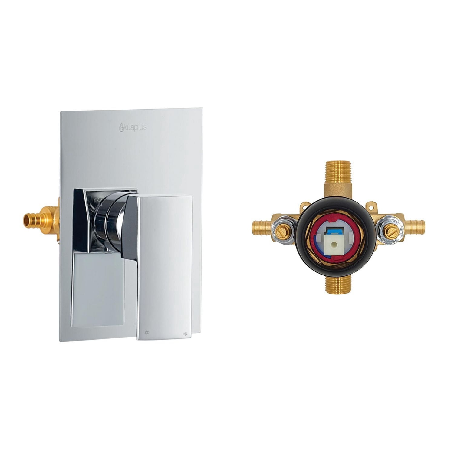 Ensemble INA à pression balancée d'akuaplus® valve connexion PEX 1/2 po avec Douchette et bec de bain 5 1/4 po x 1/2 po raccord lisse fini chrome