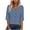 Blue, variant on Women's Crew Neck 3/4 Sleeve Button Down Blouse Casual Solid Loose Fit Summer Top Gray XXL