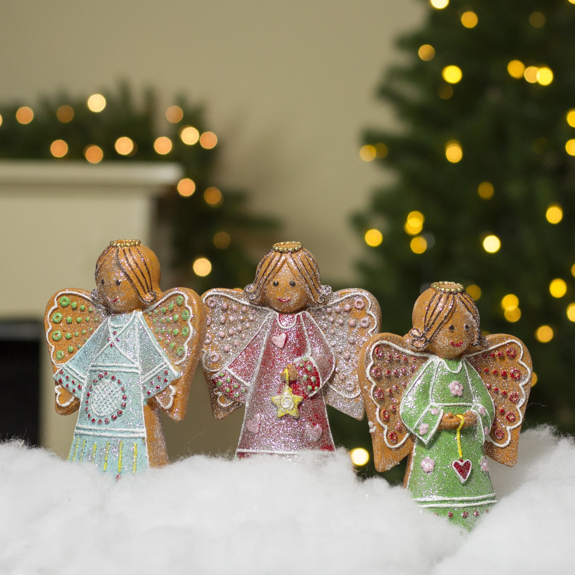 8" Glitter Dusted Gingerbread Holy Family Christmas Decoration