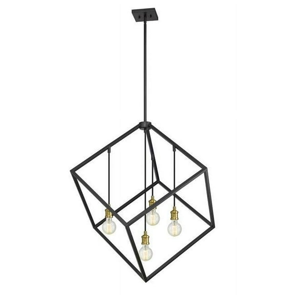 Z Lite 478P34-BRZ-OBR 34 in. Vertical 4 Light Bronze & Olde Brass Pendant Ceiling Light