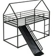 thumbnail image 4 of House Bunk Bed In Black Metal - Twin Over Twin, With Practical Construction & Slide Feature Black, Secure, 4 of 7