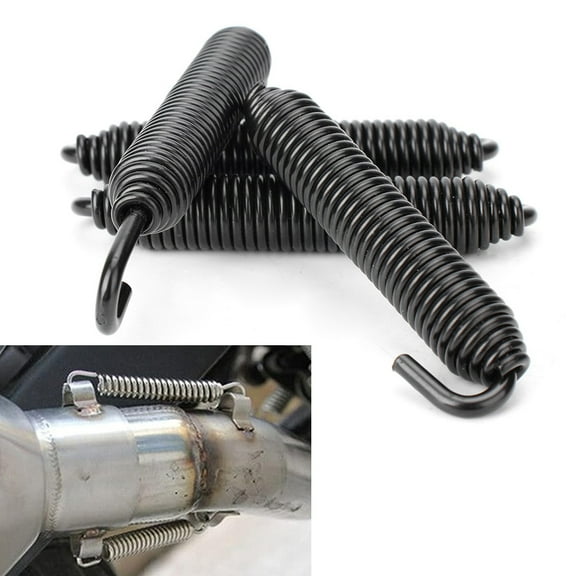 NS Motorcycle 4PCS Universal Street Bikes Dirt Bike Long Stainless Pipe Muffler Springs Hook Swivel, Black For Car Truck SUV Universal
