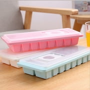 1 tray of 16 Cavity Ice Cubes Tray Box With Lid Cover Drink Jelly Freezer Mold Mould Random Color