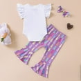 thumbnail image 3 of Kiapeise 3Pcs Newborn Infant Baby Girls Easter Outfit -Fly Sleeve Romper Bell Bottom Pant My First Easter Bunny Clothes, 3 of 7