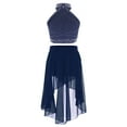 thumbnail image 2 of Haitryli Kids Girls 2Pcs Lyrical Dance Outfits Crop Tops with Tutu Skirt Ballet Dancewear Gymnastics Costume Navy Blue 8, 2 of 5