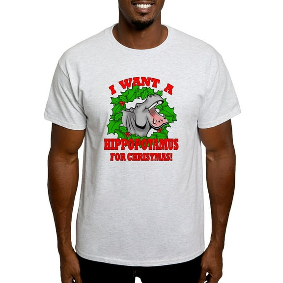 CafePress - Hippopotamus For Christmas Light T Shirt - Men's Classic Graphic T-Shirt