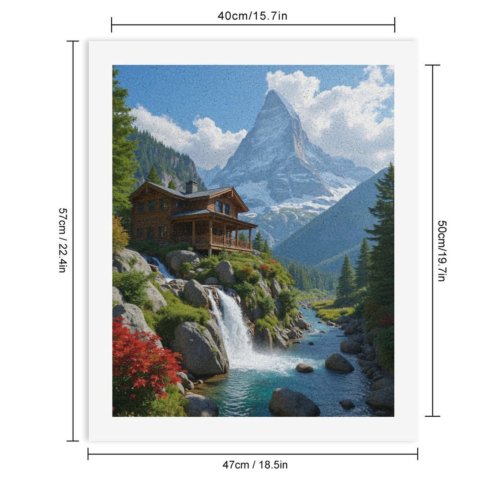 Paint by Numbers Kit for Adults, Mountain Cabin Waterfall Scenery Paint by Numbers, Easy Paint by Numbers Kit for Adults Beginner, DIY Adult Paint by Number Kits on Canvas, 12x16in Home Decor