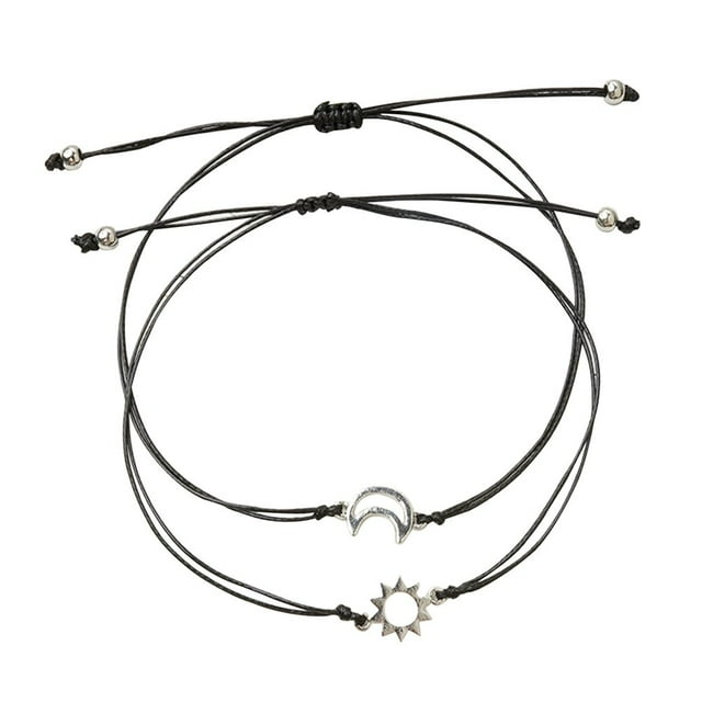 2Pcs Unisex Moon Sun Style Adjustable Couple Bracelet Friend Gift Accessories