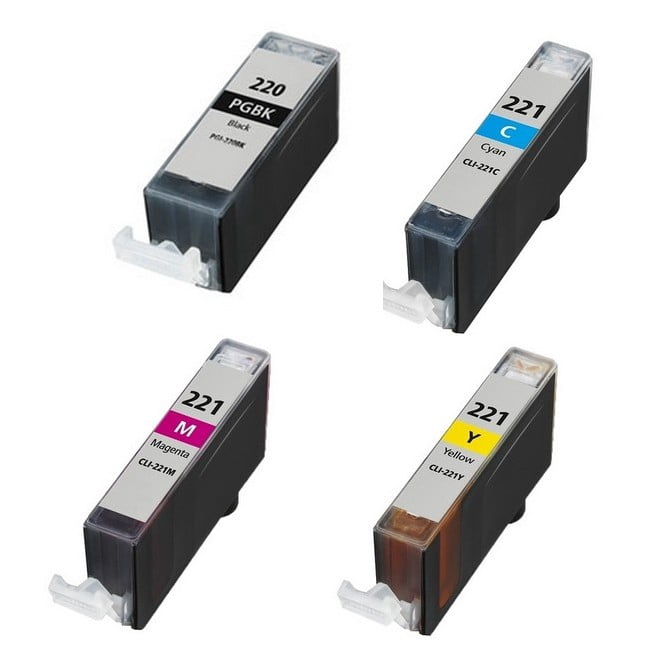 PrinterDash Compatible Replacement for Canon PIXMA iP-3600/4700/MP-560/640/860/990  Inkjet Combo Pack (BK/C/M/Y) (PGI-220/CLI-221) (2945B011) - Walmart.com