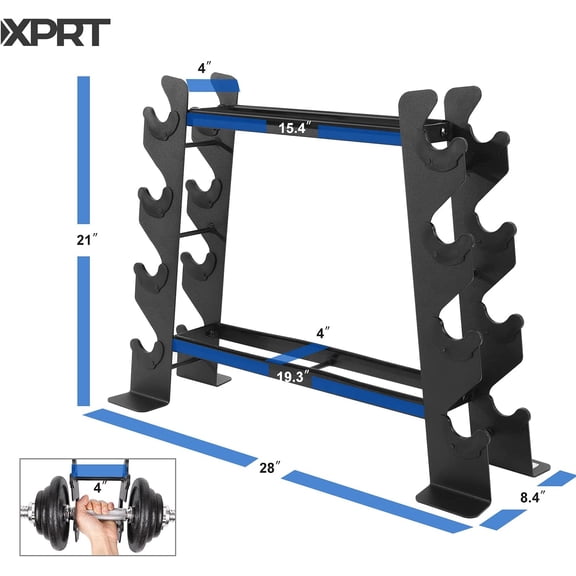 Compact Heavy Duty Dumbbell Rack |   400 lbs Capacity 2-Tier Steel Frame |   Fits 5–30 lb Dumbbells |   Space-Saving A-Frame Design for Home Gym