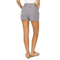 thumbnail image 3 of Cali1850 Oceanside Women's Paperbag Linen Shorts Elastic Waist Self Tie Belt Paper Bag Beach Pants with Pockets, 3 of 3