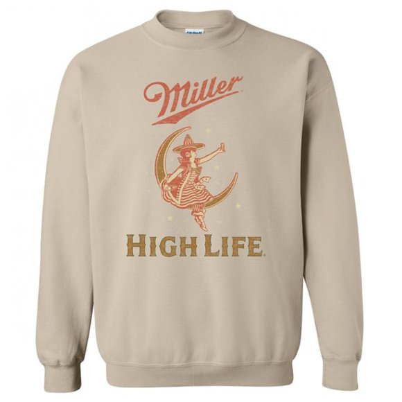 Miller High Life 833630-large Miller High Life Girl In the Moon Crewneck Sweatshirt - Large